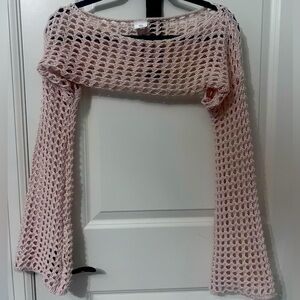 Pink Open-Knit Women's Sweater